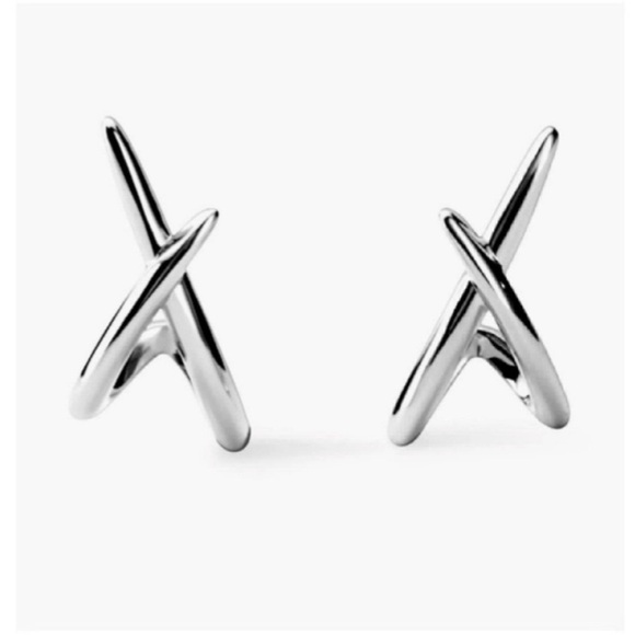 Anthropologie Jewelry - New! Anthropologie Sloane Silver Criss Cross Earrings (1065) NWOT